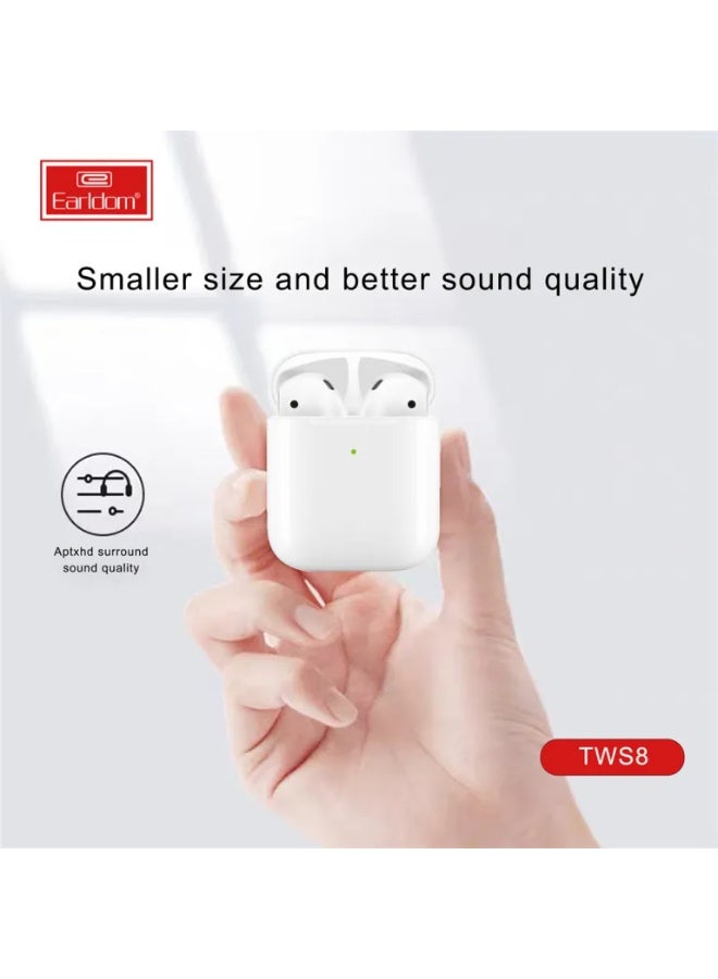 Earldom TWS-8 True Wireless Earbuds, Waterproof Bluetooth 5.0 Wireless Headphones with Microphone and In-Ear Charging Case, TWS Earbuds - Image 2