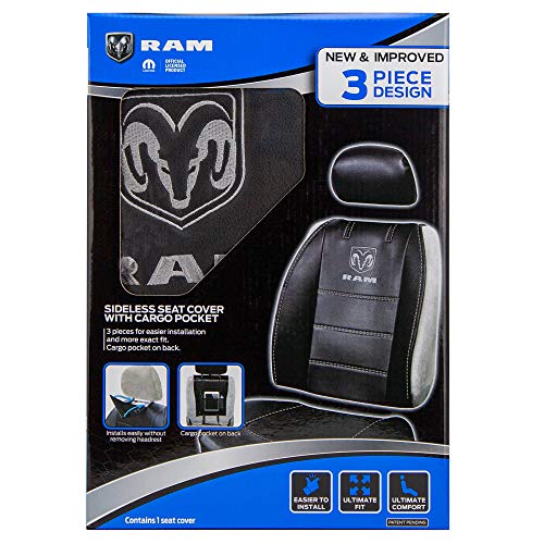 Plasticolor غطاء مقعد بلاستيكلور 008628R25 رام 3 قطع ديلوكس بدون جوانب - شعار رمادي - 1 قطعة، أسود - Image 3