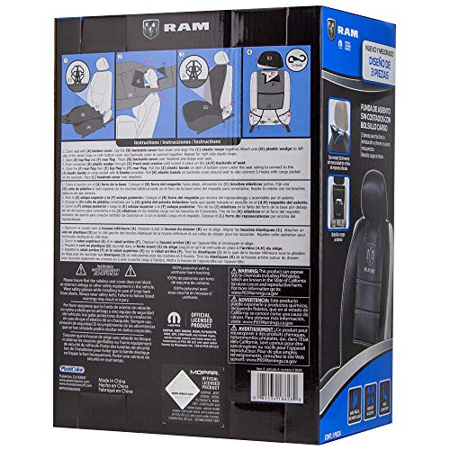 Plasticolor غطاء مقعد بلاستيكلور 008628R25 رام 3 قطع ديلوكس بدون جوانب - شعار رمادي - 1 قطعة، أسود - Image 4