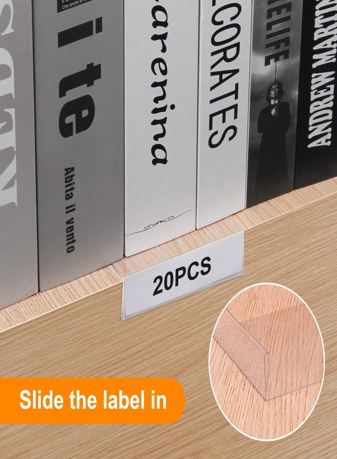 Pletpet 20 Pieces Moveable Shelf Label Holders with Insert, Pletpet Clear Shelves Tag Moveable Library Shelf Holder Markers Book Label Display Holders for Library, Office (7.9 x 2.9 x 0.8 Inch) - Image 4