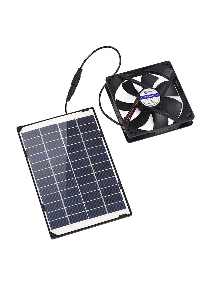 Generic - Mini Solar Powered Fan 6W 12V Solar Exhaust Fan Mini Ventilator Fan for Small Pet Dog House Chicken Coops Greenhouse Sheds with 3 Meters Long Cable - Image 1