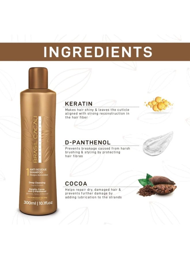 Cadiveu Original C. Anti Residue Hair Shampoo with Keratin, cocoa and d-panthenol for deep cleaning, freezy, dull, dry and damaged hairs, restores shine, softness and rejuvinates the hair - 300ml - Image 3