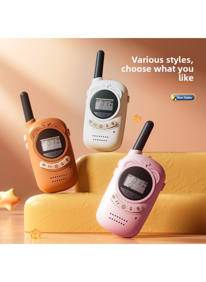 Tao Dudu Children's Walkie-talkie Parent-child Wireless Pager Outdoor 3KM Two Small Educational Toys Wholesale-Color:[500 M] Dinosaur Walkie-talkie Pair [Cherry Blossom Powder] Gift Anti-lost Lanyard + Back Clip [self-provided Battery]]  - Image 5