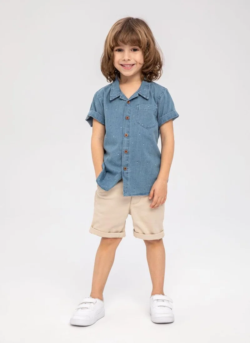 مينوتي Kids Boys  Printed Denim Shirt