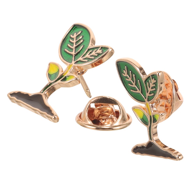 2pcs Plant Enamel Pins Cute Cartoon Brooch Pins Enamel Brooches Lapel Pins Badge For Women Girls Children For Clothing Bag Decor Green - Image 4