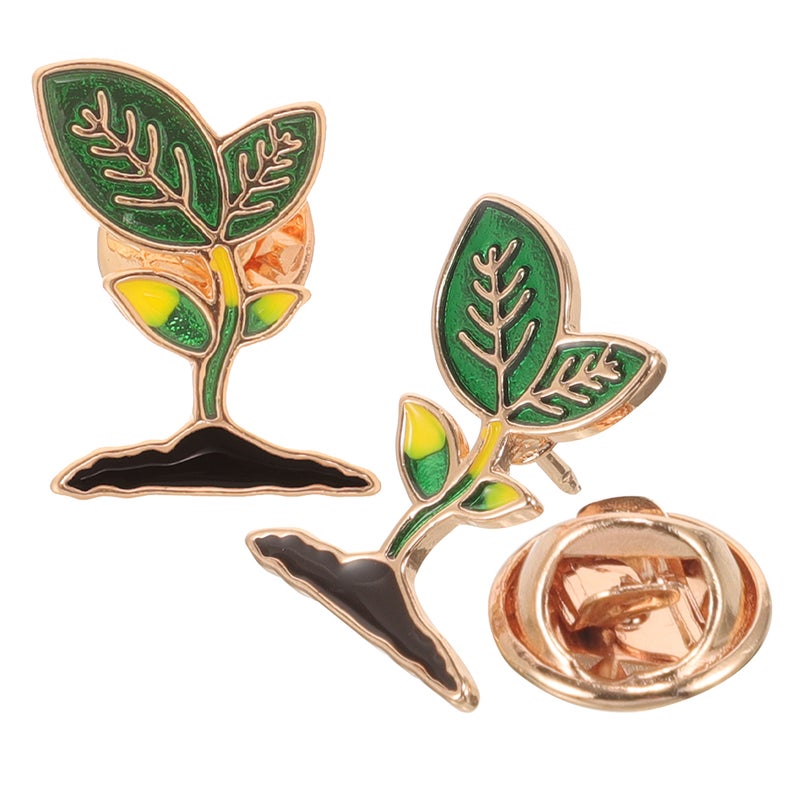 2pcs Plant Enamel Pins Cute Cartoon Brooch Pins Enamel Brooches Lapel Pins Badge For Women Girls Children For Clothing Bag Decor Green - Image 5