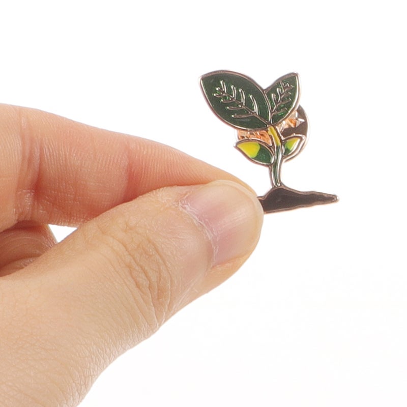2pcs Plant Enamel Pins Cute Cartoon Brooch Pins Enamel Brooches Lapel Pins Badge For Women Girls Children For Clothing Bag Decor Green - Image 2