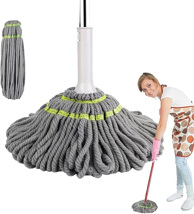 Doville Self Wringing Squeeze Twist Mop Microfiber Twisting Mop Extendable Stainless Steel Handle Reusable Household Cleaning Supplies Home Office Shop Factory Hospital Cleaning Mop - Image 1