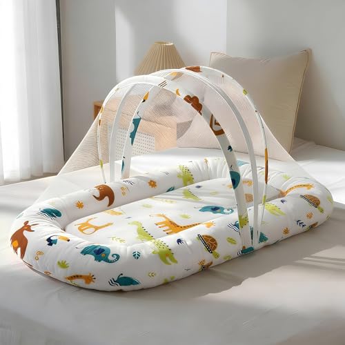 StarAndDaisy 3 in 1 Baby Mosquito net for Sleeping - Newborn, Mosquito net for Baby/Kids -Soft and Comfortable Bed for 0-12 Months/Washable Cotton Design -Kangaroo Print - Image 1