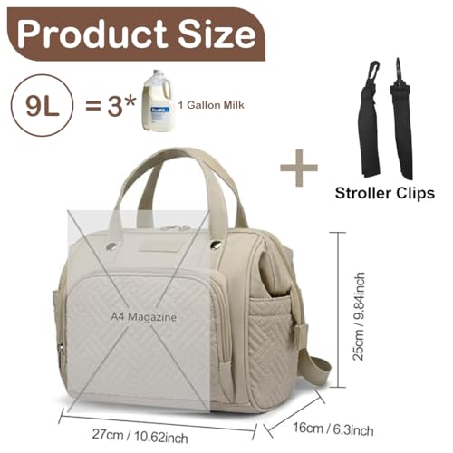 FHELAD Mini Diaper Bag Backpack, Lightweight Small Diaper Bag with Zipper & Shoulder Strap, Compact Diaper Tote for Short Trips, Stroller Organizer for Moms, Apricot - Image 2