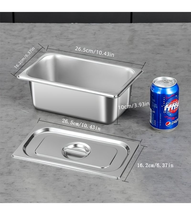 Thickened Stainless Steel Rectangular Buffet Food Pan With Lid Small Large Capacity Moisture Proof Smooth Edges For Buffet Cafeteria Ice Cream Jam - Image 4