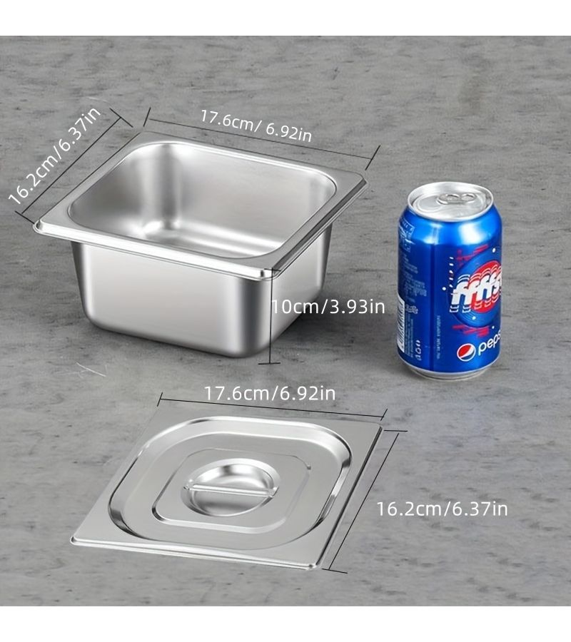Thickened Stainless Steel Rectangular Buffet Food Pan With Lid Small Large Capacity Moisture Proof Smooth Edges For Buffet Cafeteria Ice Cream Jam - Image 5
