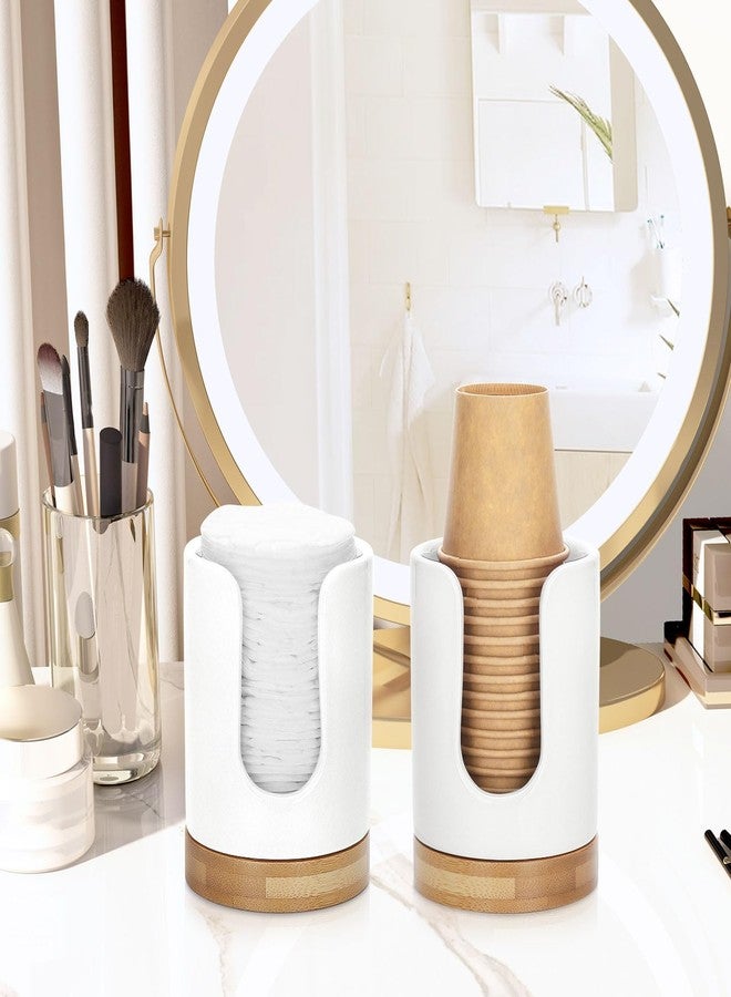 Soleebee Ceramic Bathroom Cup Dispenser, Hold 3 oz Mouthwash Cup Disposable Paper Holder Small Cup Dispenser Bamboo Base Cup Holder (White) - Image 5