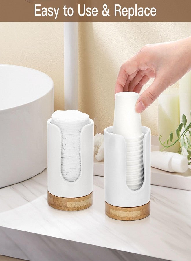 Soleebee Ceramic Bathroom Cup Dispenser, Hold 3 oz Mouthwash Cup Disposable Paper Holder Small Cup Dispenser Bamboo Base Cup Holder (White) - Image 4
