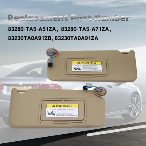 Yunnergo Sun Visor Beige Compatible with Accord 2008-2012 2013 2014 2015 2016 2017 83230-TA0-A91ZB 83230TA0A91ZB (Beige,A Pair Left+Right) - Image 4