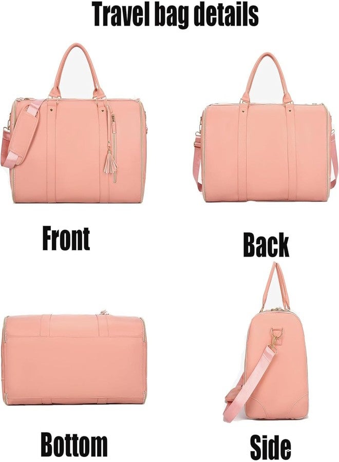 SANTORINI Foldable Duffle Bag for Travel | Convertible Carry on Large Size Garments Bag | Water Resistant Luggage Bag with Shoe Pouch. Unisex (Pink) - Image 3