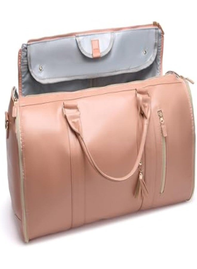 SANTORINI Foldable Duffle Bag for Travel | Convertible Carry on Large Size Garments Bag | Water Resistant Luggage Bag with Shoe Pouch. Unisex (Pink) - Image 1