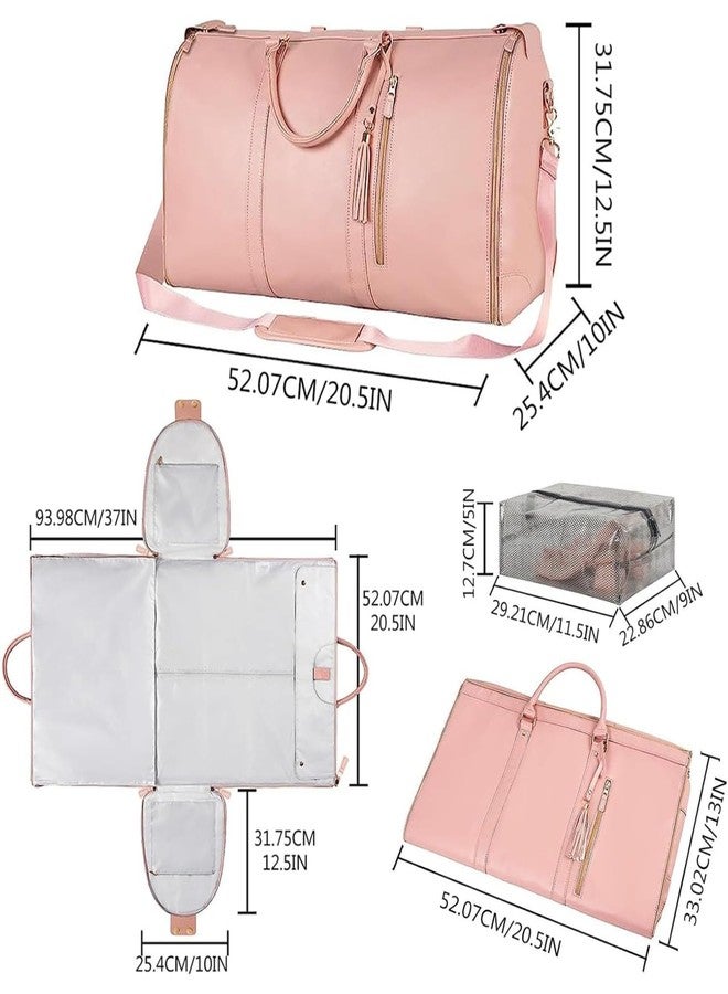 SANTORINI Foldable Duffle Bag for Travel | Convertible Carry on Large Size Garments Bag | Water Resistant Luggage Bag with Shoe Pouch. Unisex (Pink) - Image 2