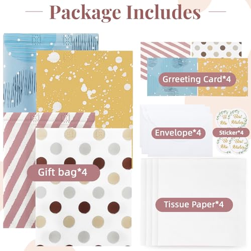 STYPOP 10 Gift Bags Medium Size 4 Pack Includes Tissue Paper Cards Reusable NonWoven Gift Bags with handles Perfect for Birthday Wedding Baby Shower Party Holiday 10 x 8 x 4 - Image 5