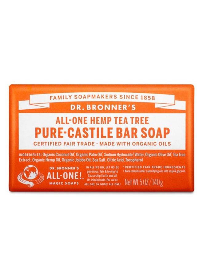 Dr. Bronner's Pure-Castile Bar Soap (Tea Tree, 5 ounce) - Made with Organic Oils, For Face, Body, Hair and Dandruff, Gentle on Acne-Prone Skin, Biodegradable, Vegan, Non-GMO - Image 1