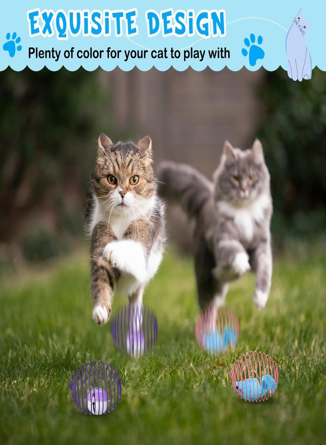 جيسيري مجموعة جيسيري من 5 قطع من كرات الزنبرك للقطط، ألعاب زنبركية قابلة للتمدد، كرات متدحرجة، لفائف ملونة مرحة، لعبة تفاعلية بنابض، فئران أقفاص للقطط الصغيرة، مستلزمات حيوانات أليفة داخلية (فأر وجرس، متعدد الألوان) - Image 4