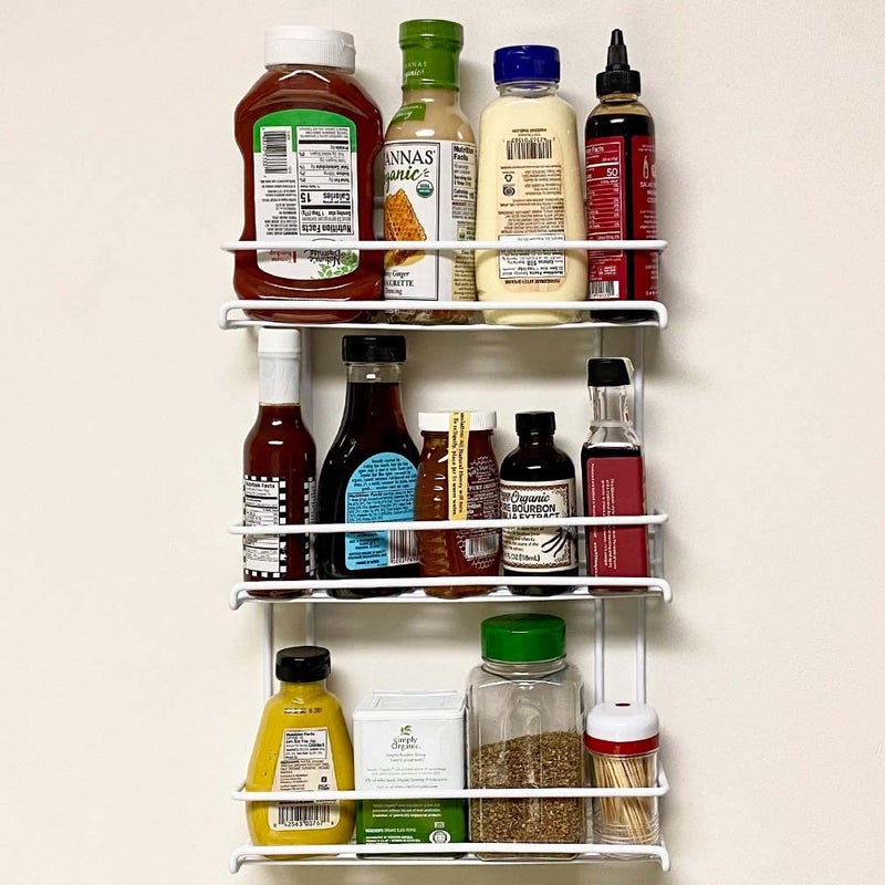 Evelots 3-Tier Spice Rack-Door/Wall Mounted-Sturdy Coated Metal-Up to 18 Bottles - Image 5