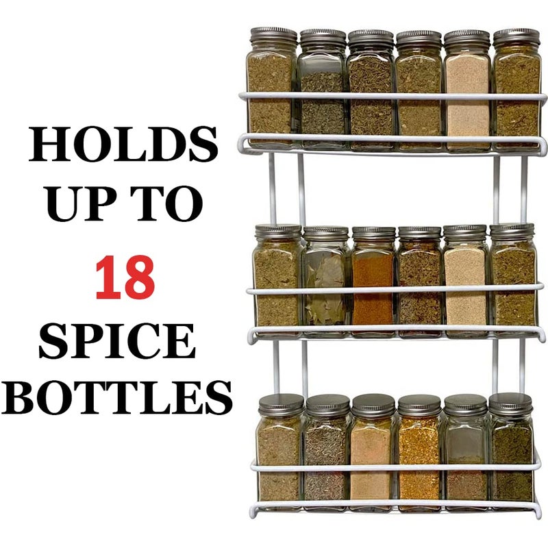 Evelots 3-Tier Spice Rack-Door/Wall Mounted-Sturdy Coated Metal-Up to 18 Bottles - Image 4