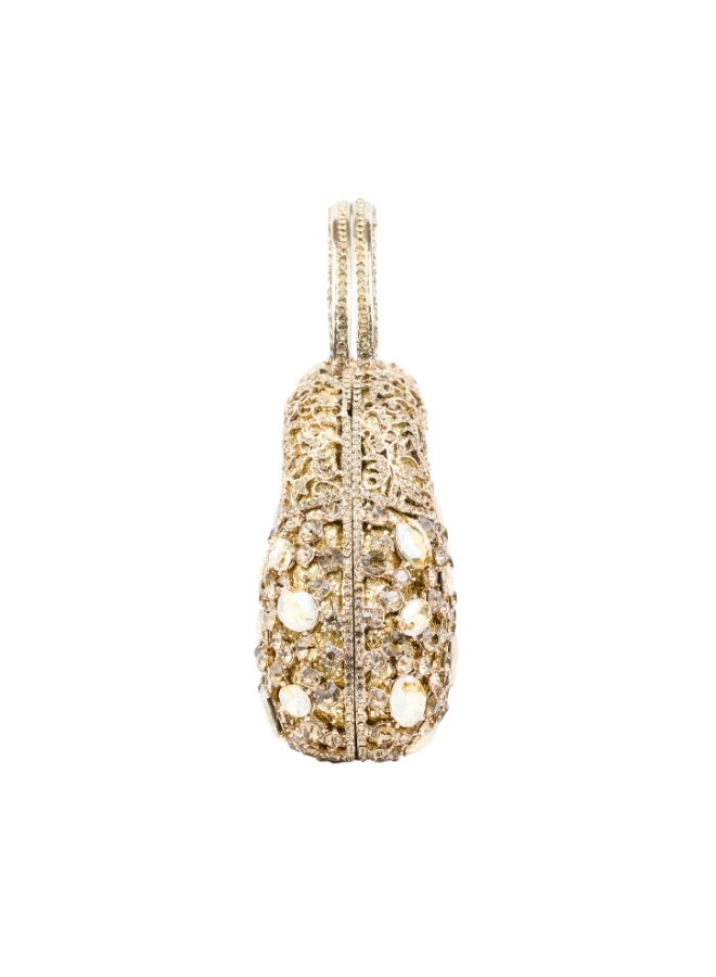 Dollar's Crystal Clutch Purse for Women CP65, Metal Rhinestone Handheld Bag, Luxury Party Wedding Bridal Evening Handbag, Sparkling Formal Occasion Mini Clutch Bag (Gold) - Image 3