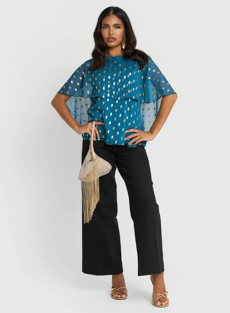 نيدز نو ليبل Teal Foil Cape Top