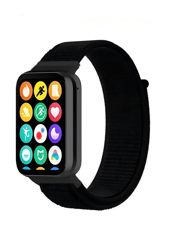 حَبْل تِك سوار نايلون متوافق مع ساعة Redmi Watch 6/5/4، Xiaomi Mi Band 10 Pro/9 Pro/8 Pro، سوار ناعم قابل للتعديل للرجال والنساء، أسود - Image 1