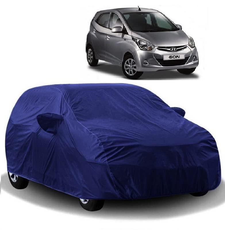 Carigiri 100% Rain Resistant | UV Protection | Dust Proof Blue Car Body Cover for Hyundai Eon(Triple Stitched,Mirror Pockets)(Models-2011, 2012, 2013, 2014, 2015, 2016, 2017, 2018, 2019, 2020, 2021) - Image 1