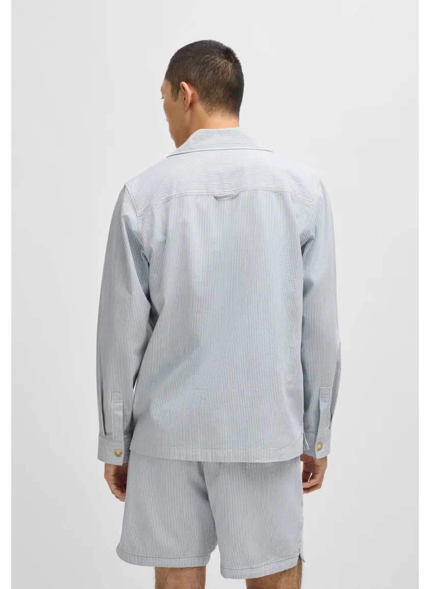 هوجو Oversized-fit overshirt in a striped Oxford cotton blend