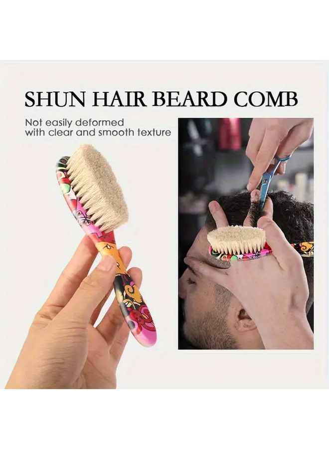 Beard Brush For Men Striped White Styling Brush Neck Duster Stiff Bristles Ergonomic Handle Comfortable Grip - Image 5