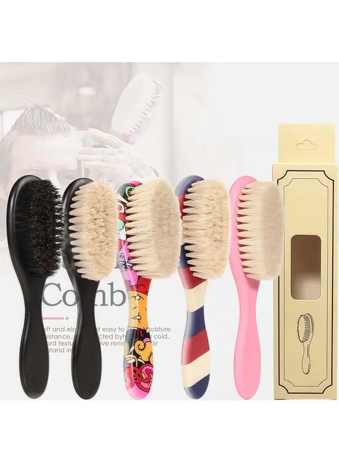 Beard Brush For Men Striped White Styling Brush Neck Duster Stiff Bristles Ergonomic Handle Comfortable Grip - Image 1