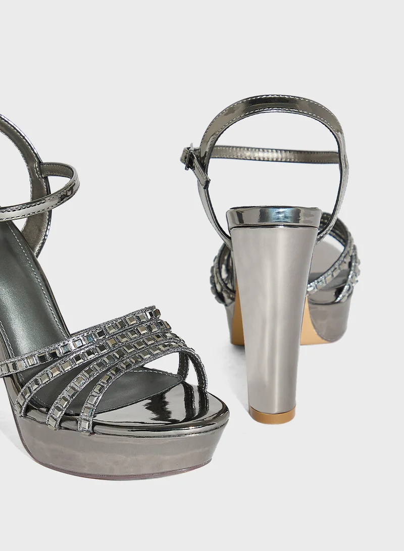 ايلا ليمتد اديشن Embellished Platform Block Heel Sandal