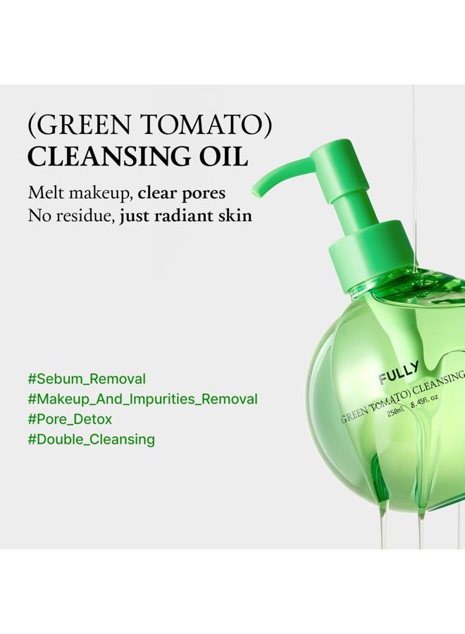 Fully Green Tomato Pore Cleansing Oil, Daily Oil Cleanser with BHA & Green Tomato for Makeup Removal, Sebum Control, Blackhead Removal for Sensitive Skin, Vegan Korean Skincare, 250ml - Image 2