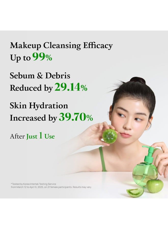Fully Green Tomato Pore Cleansing Oil, Daily Oil Cleanser with BHA & Green Tomato for Makeup Removal, Sebum Control, Blackhead Removal for Sensitive Skin, Vegan Korean Skincare, 250ml - Image 5