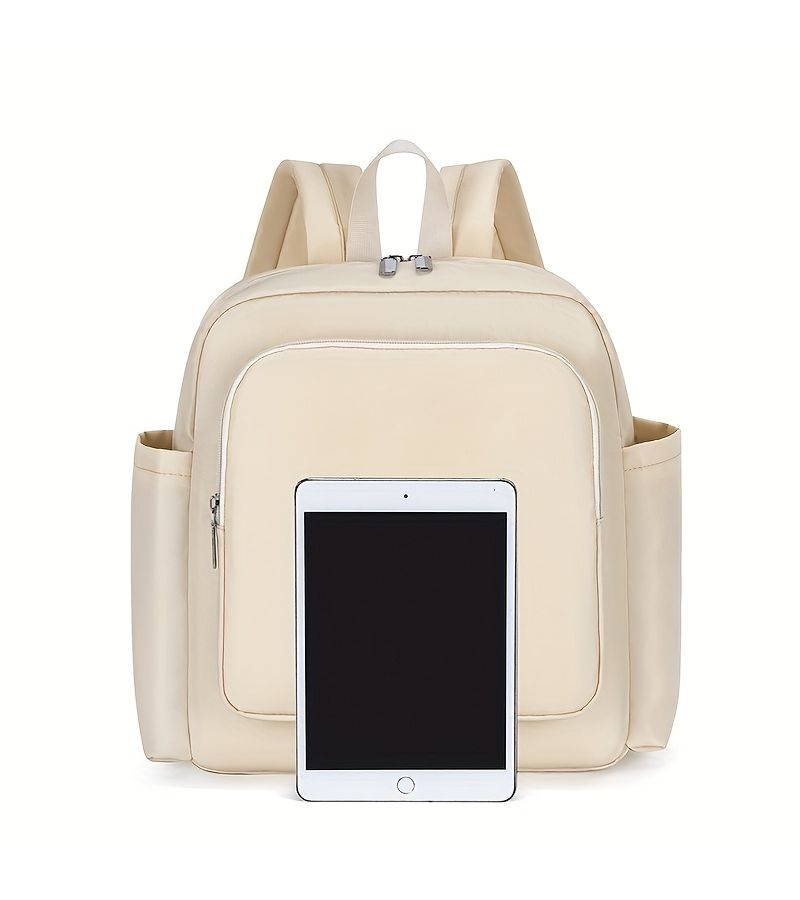 Beige Unisex Multi Functional Travel Diaper Backpack Large Capacity Mom Changing Backpack Essential For Maternity Supplies And Baby Shower Gifts - Image 4