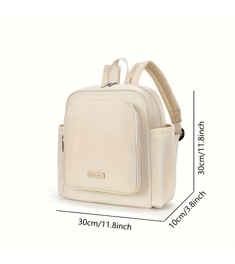Beige Unisex Multi Functional Travel Diaper Backpack Large Capacity Mom Changing Backpack Essential For Maternity Supplies And Baby Shower Gifts - Image 2
