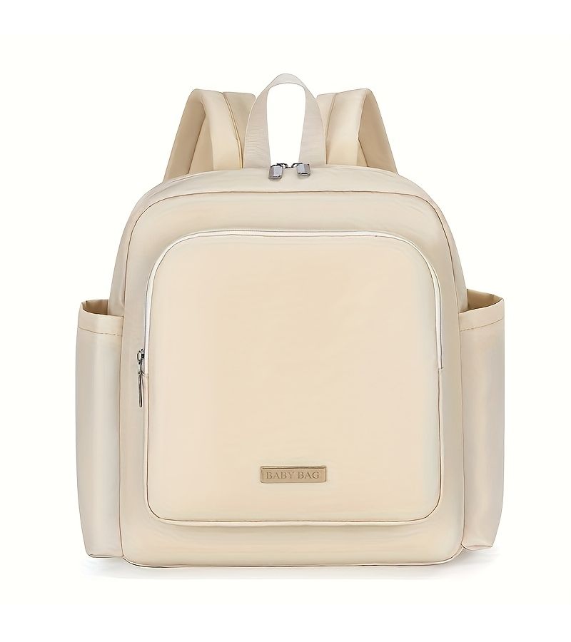 Beige Unisex Multi Functional Travel Diaper Backpack Large Capacity Mom Changing Backpack Essential For Maternity Supplies And Baby Shower Gifts - Image 1