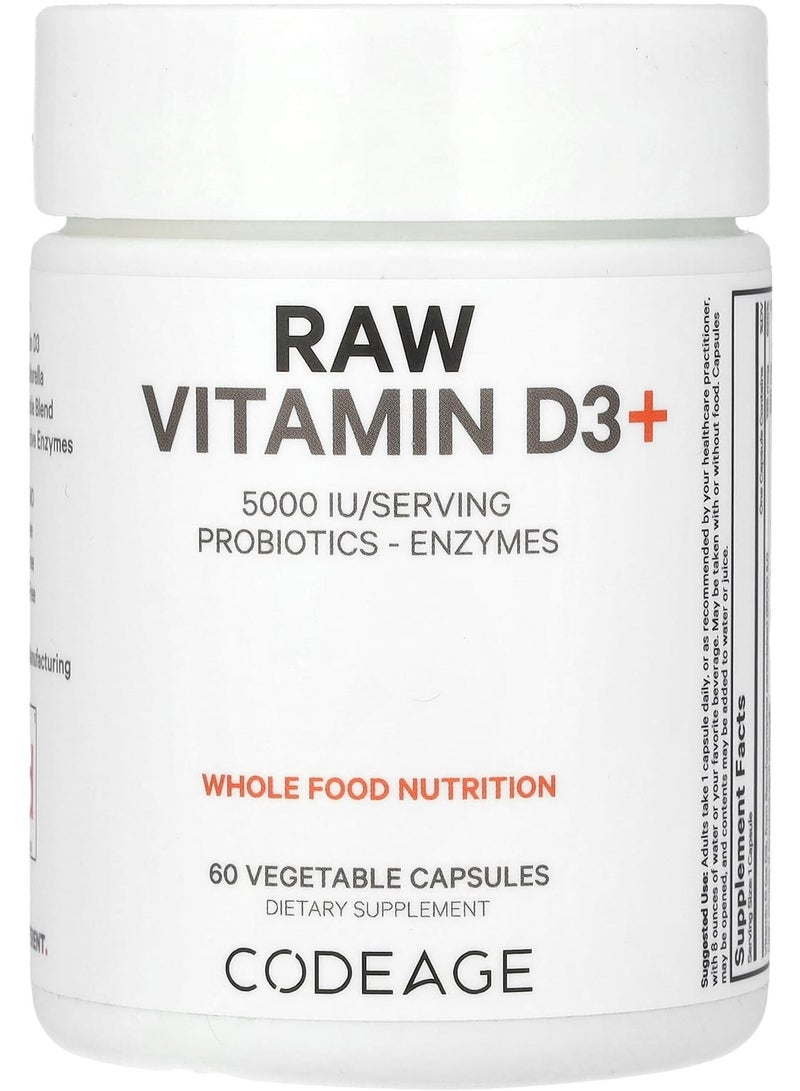Codeage Raw Vitamin D3+, 5,000 IU, 60 Vegetable Capsules