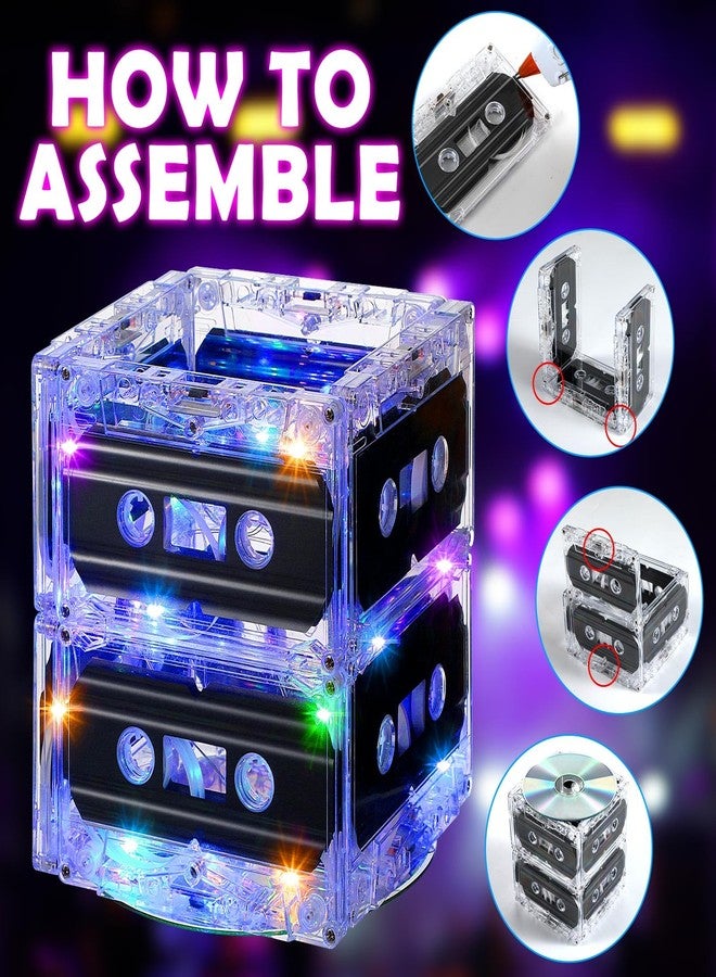 Relaxweex 4 Sets 80s 90s Glowing Cassette Tape Bucket Centerpiece 80s Party Supplies 90s Theme Birthday Party Favor Light Decoration for Music Theme Retro Hip Hop 1980 1990 Event - Image 3
