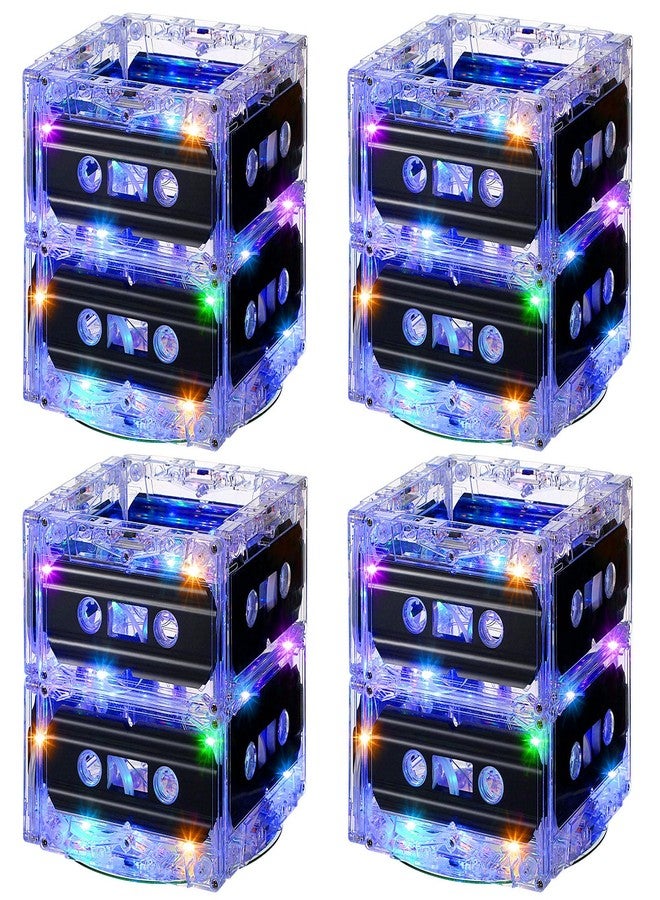 Relaxweex 4 Sets 80s 90s Glowing Cassette Tape Bucket Centerpiece 80s Party Supplies 90s Theme Birthday Party Favor Light Decoration for Music Theme Retro Hip Hop 1980 1990 Event - Image 1