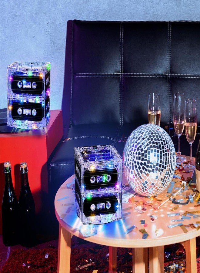 Relaxweex 4 Sets 80s 90s Glowing Cassette Tape Bucket Centerpiece 80s Party Supplies 90s Theme Birthday Party Favor Light Decoration for Music Theme Retro Hip Hop 1980 1990 Event - Image 5