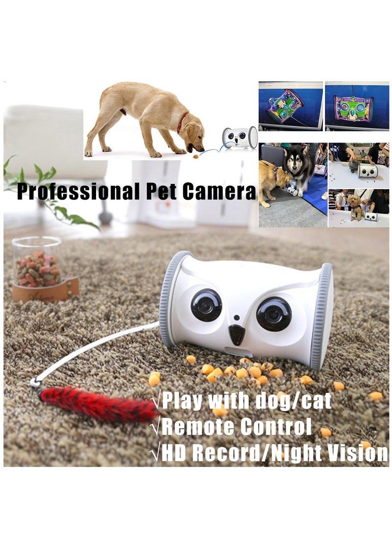SKYMEE - Owl Robot with Camera and Pet Treat Dispenser Both Ways Communication to Pets Suitalbe for Dogs and Cats Owner Mobile Control via Phone APP Movable Camera HD and Night Vision - Image 1