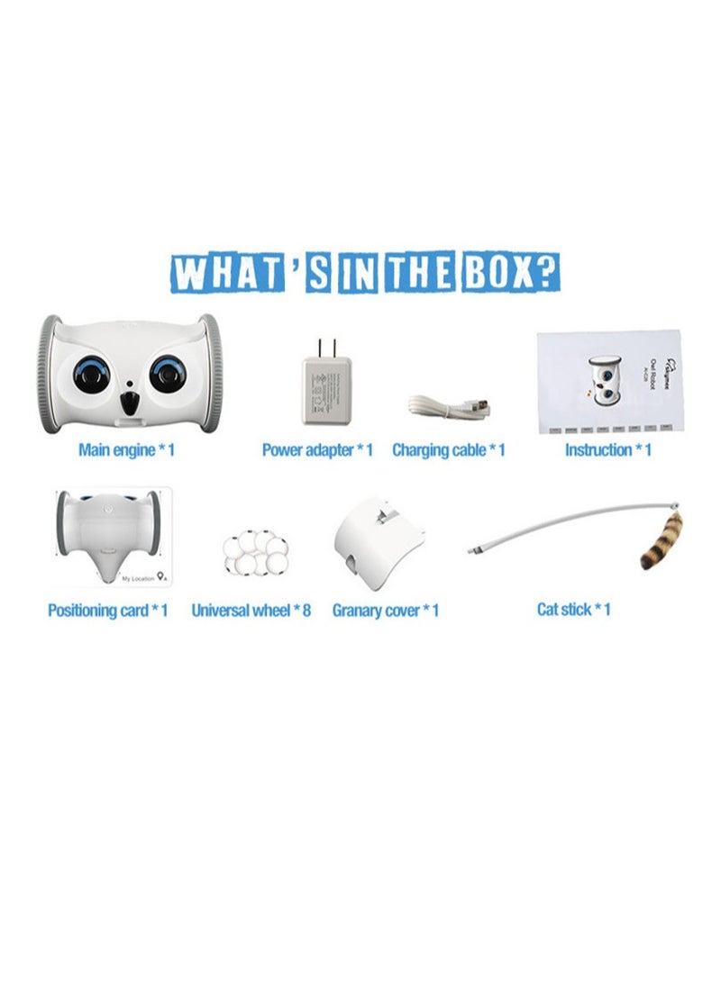 SKYMEE - Owl Robot with Camera and Pet Treat Dispenser Both Ways Communication to Pets Suitalbe for Dogs and Cats Owner Mobile Control via Phone APP Movable Camera HD and Night Vision - Image 1