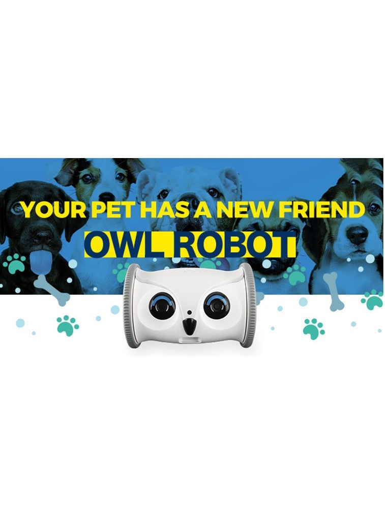 SKYMEE - Owl Robot with Camera and Pet Treat Dispenser Both Ways Communication to Pets Suitalbe for Dogs and Cats Owner Mobile Control via Phone APP Movable Camera HD and Night Vision - Image 1