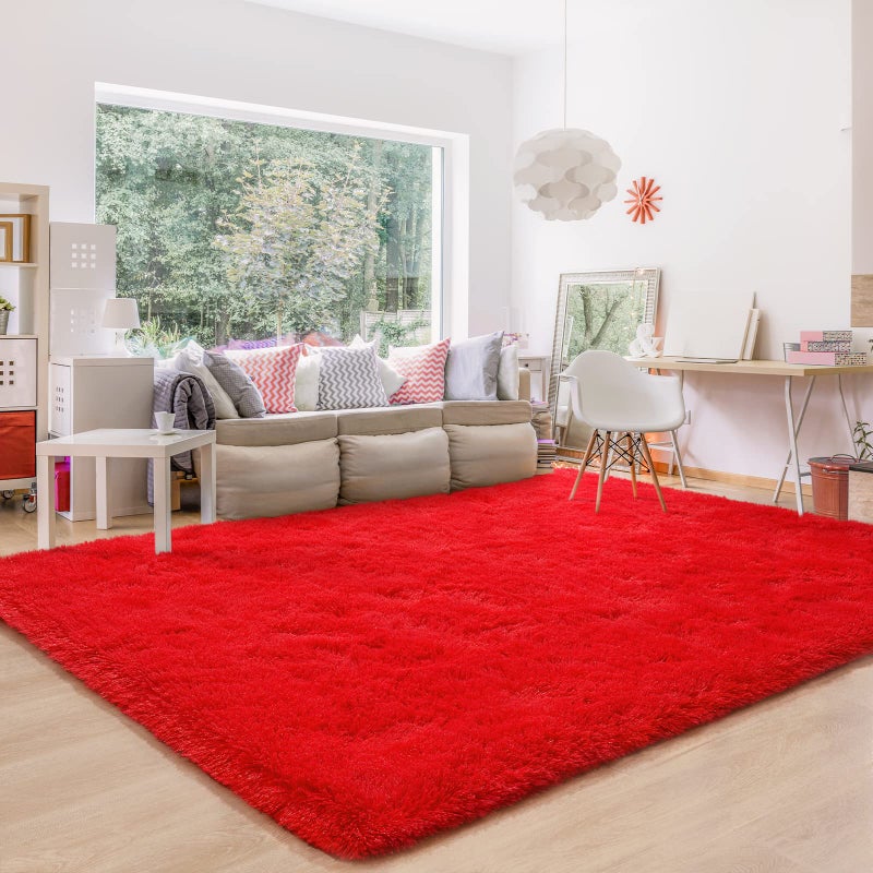 BENRON Fluffy Red Rugs for Living Room Bedroom 4x6, Soft Plush Fuzzy Shaggy Rugs for Kids Girls Boys Room Decor, Washable Indoor Floor Carpets - Image 3