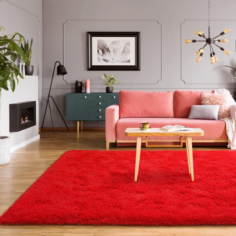 BENRON Fluffy Red Rugs for Living Room Bedroom 4x6, Soft Plush Fuzzy Shaggy Rugs for Kids Girls Boys Room Decor, Washable Indoor Floor Carpets - Image 4