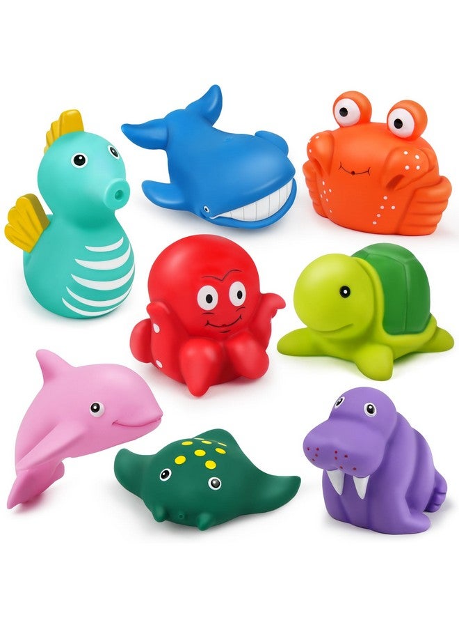 لوتفانسي ألعاب حمام للأطفال من سن 1 إلى 3 سنوات، ألعاب حمام خالية من العفن للأطفال الصغار من سن 2 إلى 4 سنوات، 8 قطع بدون ثقوب ألعاب حوض استحمام حيوانات المحيط والبحر، ألعاب حوض استحمام ناعمة - Image 1
